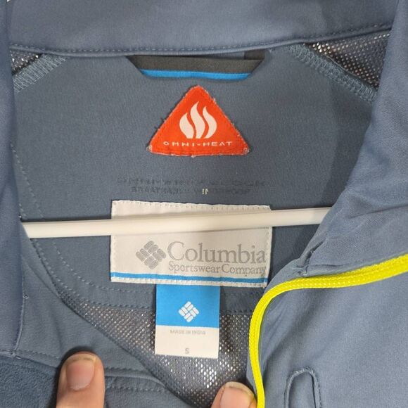 Columbia Men's Full Zip Colorblock Omni Heat Wind Block Jacket Gray Blue Small - Picture 3 of 7